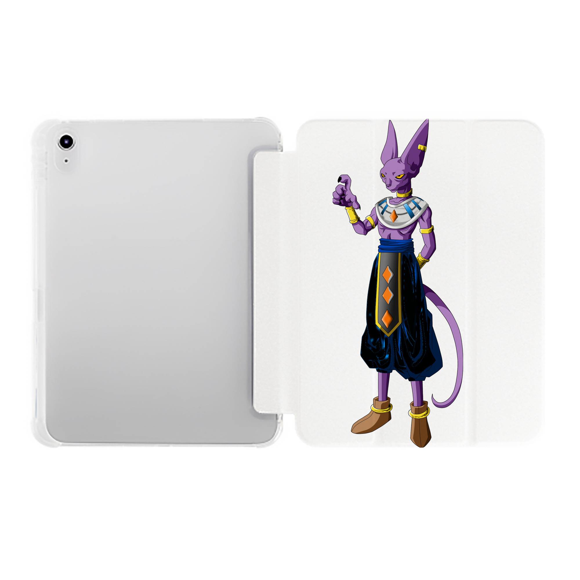 （画像用） ドラゴンボール ビルス 破壊神ビルス DRAGON BALL Beerus Birusu IPad ケース ペン収納付き 三つ折りスタンド PUレザー×シリコン 対応機種9.5/10.5/10.9インチ